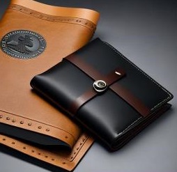 Brown buffalo leather wallet on a wooden table