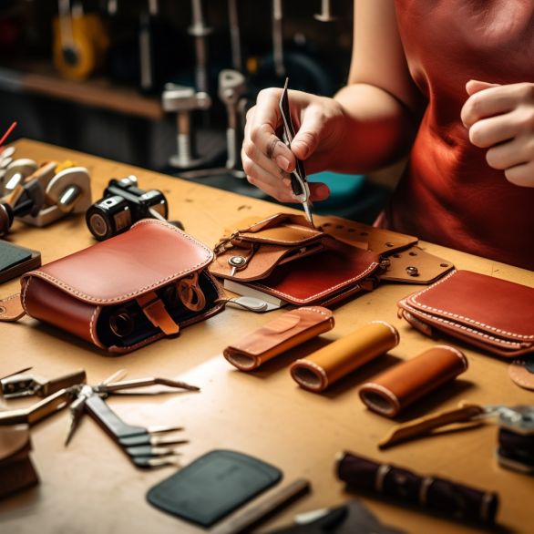 Open Tan Trifold Wallet Showing Compartments
