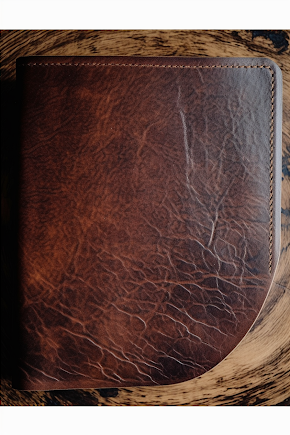 Close up of textured bison leather wallet