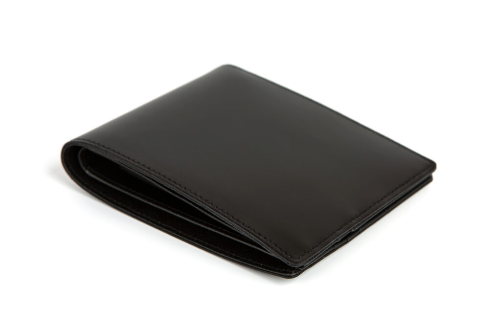 Black lambskin wallet with button closure