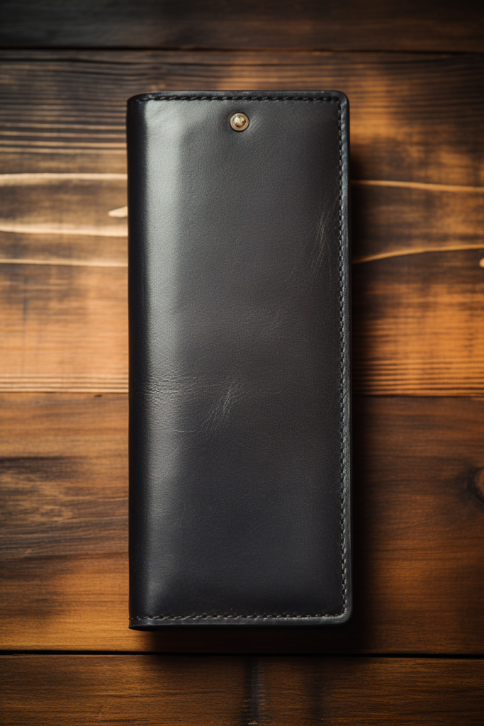 Closed brown trifold wallet showing compact shape
