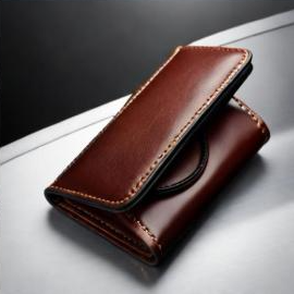 Woman wearing a stylish brown cross-body wallet bag